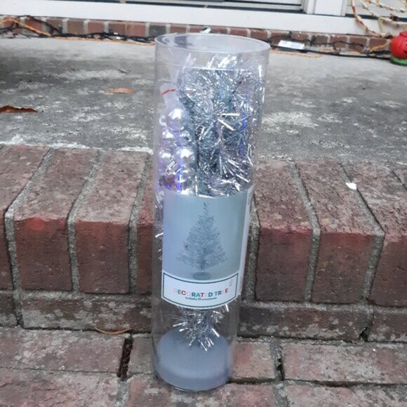 Mini Table Top 16 Inch Christmas Tree - Pink, Silver or White Includes Ornaments - Picture 8 of 12